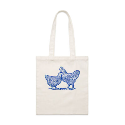 COUNTRY CHICKENS - BLUE ON WHITE - Classic Design - AS Colour - Parcel Tote (Smallest) Thumbnail