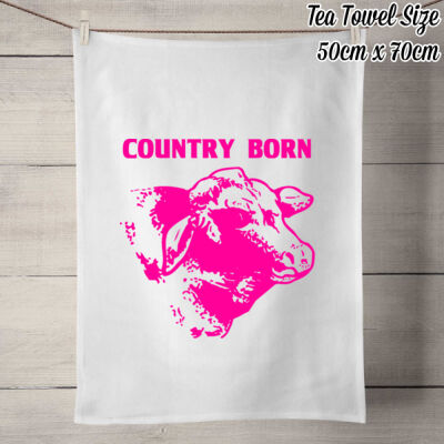 COUNTRY BORN RANGE  - 50% Linen Tea Towel - White Thumbnail