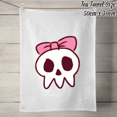 CANDY SKULL RANGE - 50% Linen Tea Towel - White Thumbnail